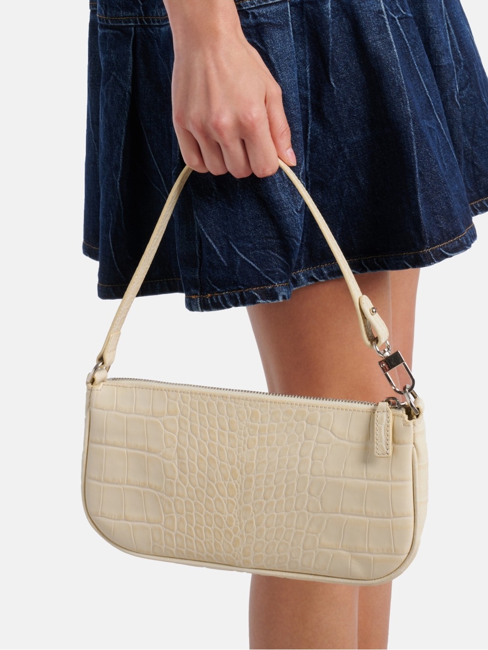 BY FAR Rachel croc-effect leather shoulder bag